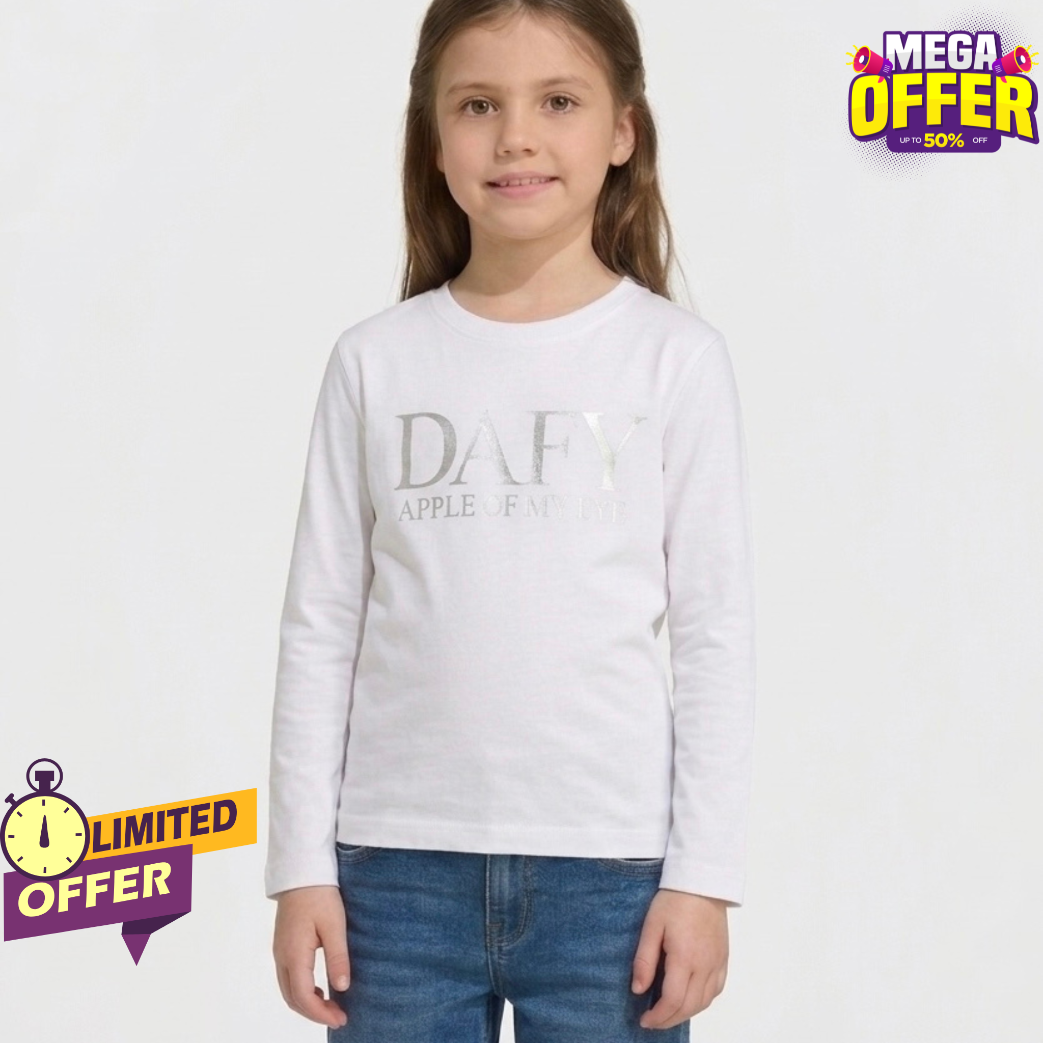"Dafy" T-Shirt for Boys and Girls – White "